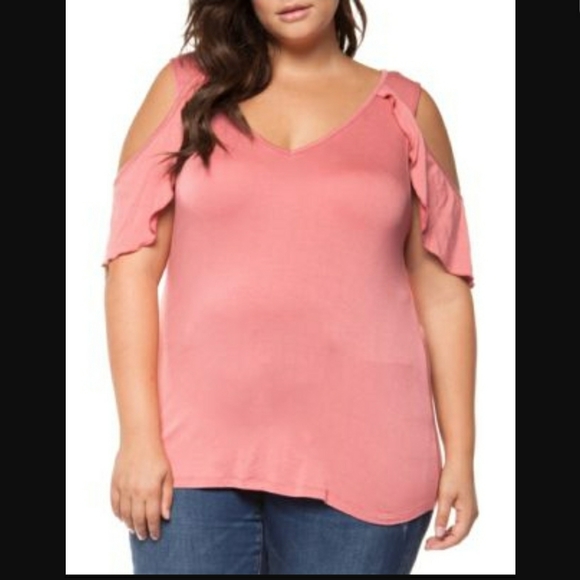 DEX Cold-Shoulder Ruffle-Sleeve Top - Picture 3 of 5